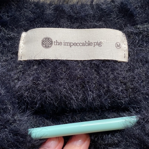 Black Fuzzy Impeccable Pig Sweater - Picture 2 of 3